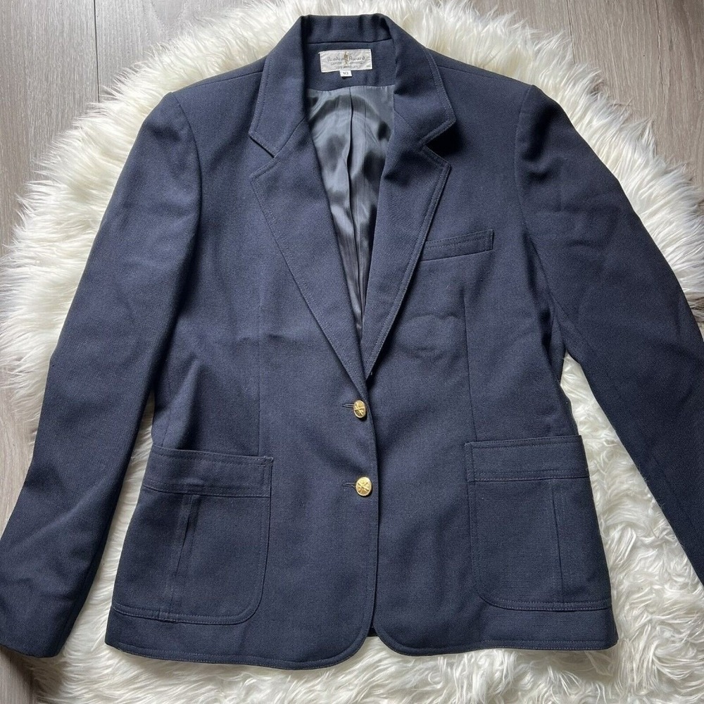 Academy Award Career Apparel Mens Navy Blue Blazer Gold Crest Buttons Size 10
